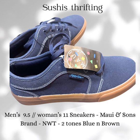 Maui and Sons Blue and Brown Sneakers with Classic Skate Design Size 9.5 - Picture 4 of 6